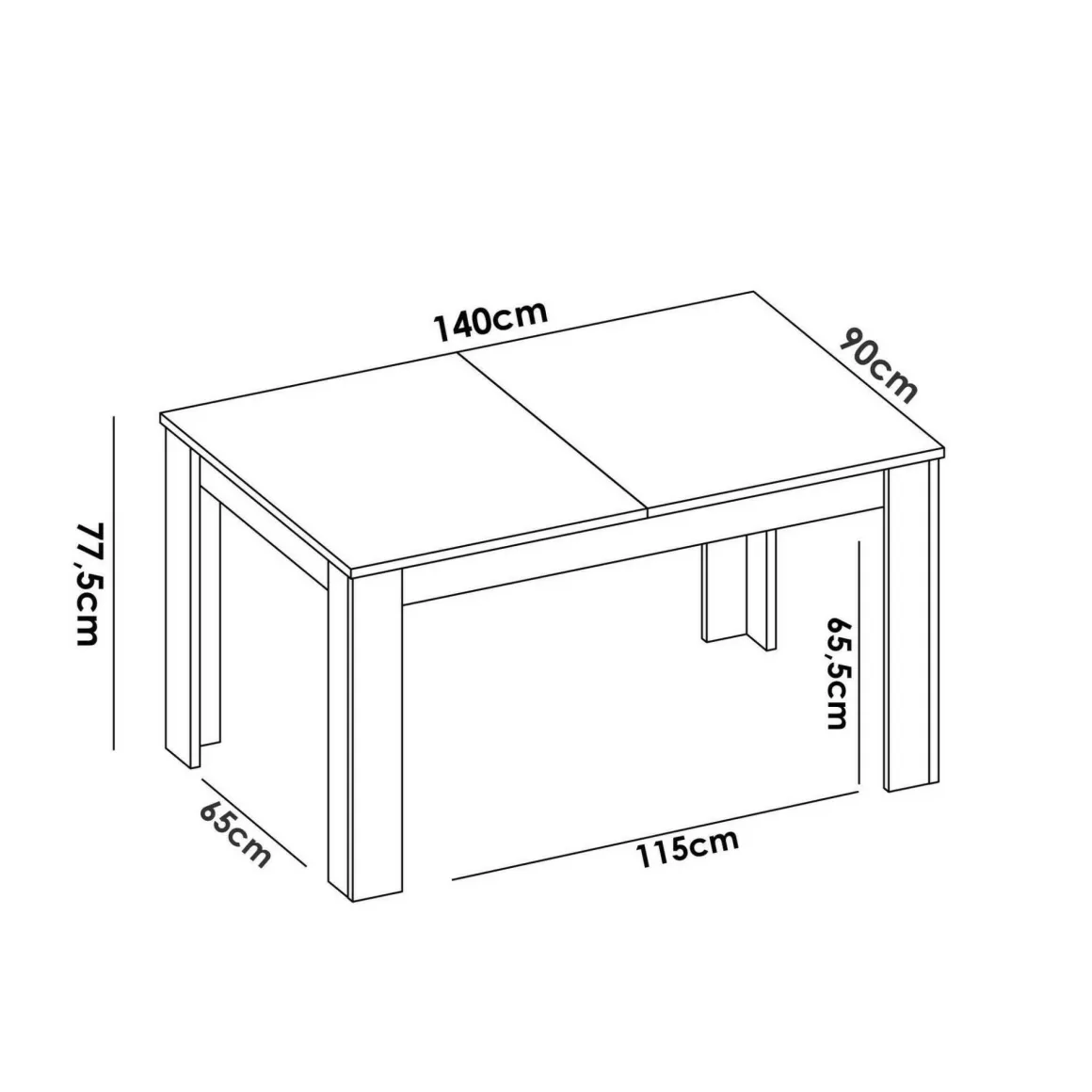 Tavolo allungabile 6-8 posti 140/190x90cm legno - Dencio