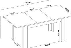 Tavolo allungabile 6-8 posti 140/190x90cm legno - Dencio