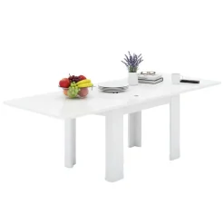 Tavoli Allungabili|Cucina > Dmora Tavolo allungabile 6-8 posti 90x90cm - Airin Bianco Lucido