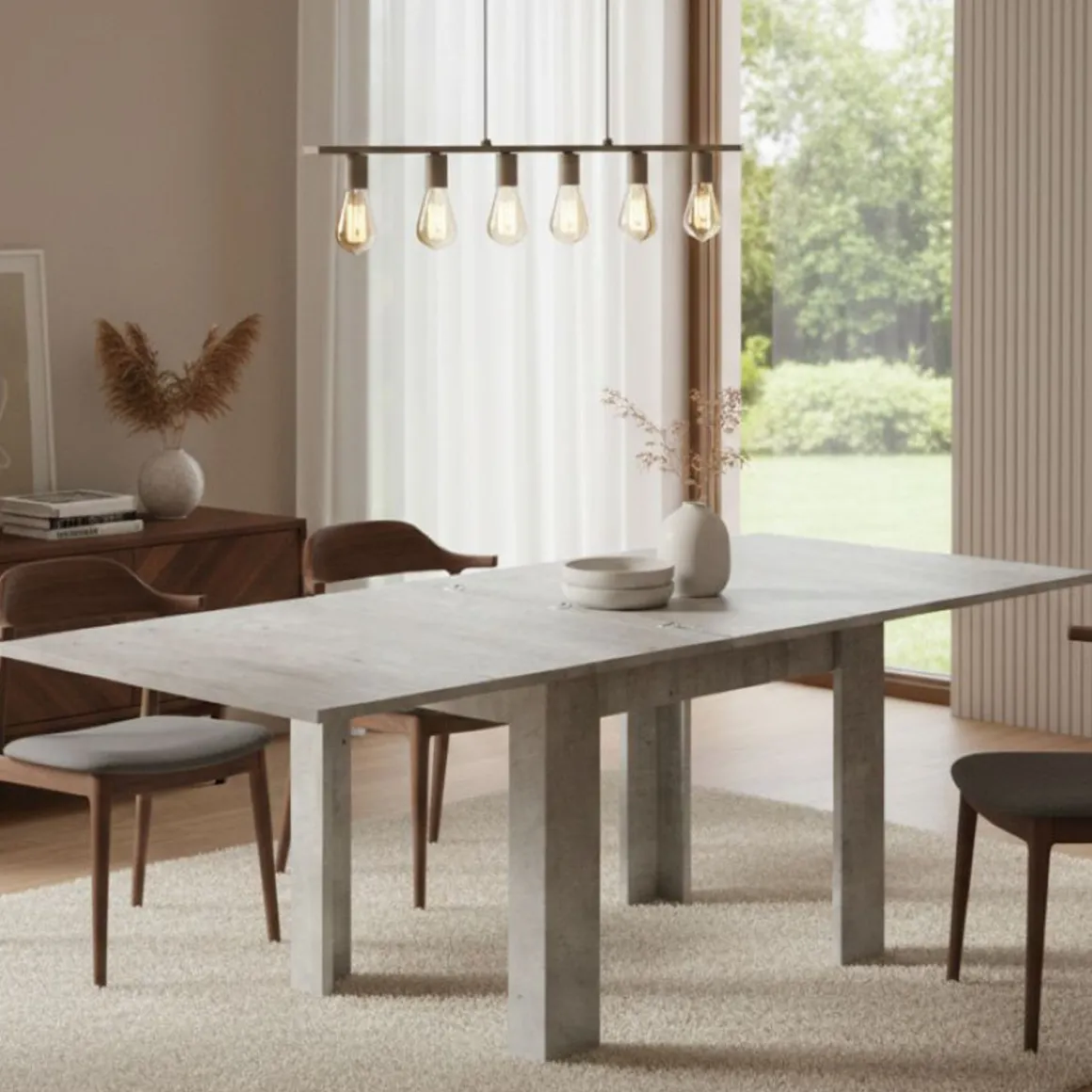 Tavolo allungabile 6-8 posti 90x90cm cemento - Airin