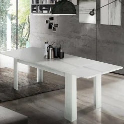 Tavoli Allungabili|Cucina > Dmora Tavolo allungabile 8-10 posti 140/190x90cm - Arizon Bianco Lucido