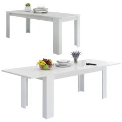 Tavoli Allungabili|Cucina > Dmora Tavolo allungabile 8-10 posti 140/190x90cm - Arizon Bianco Lucido