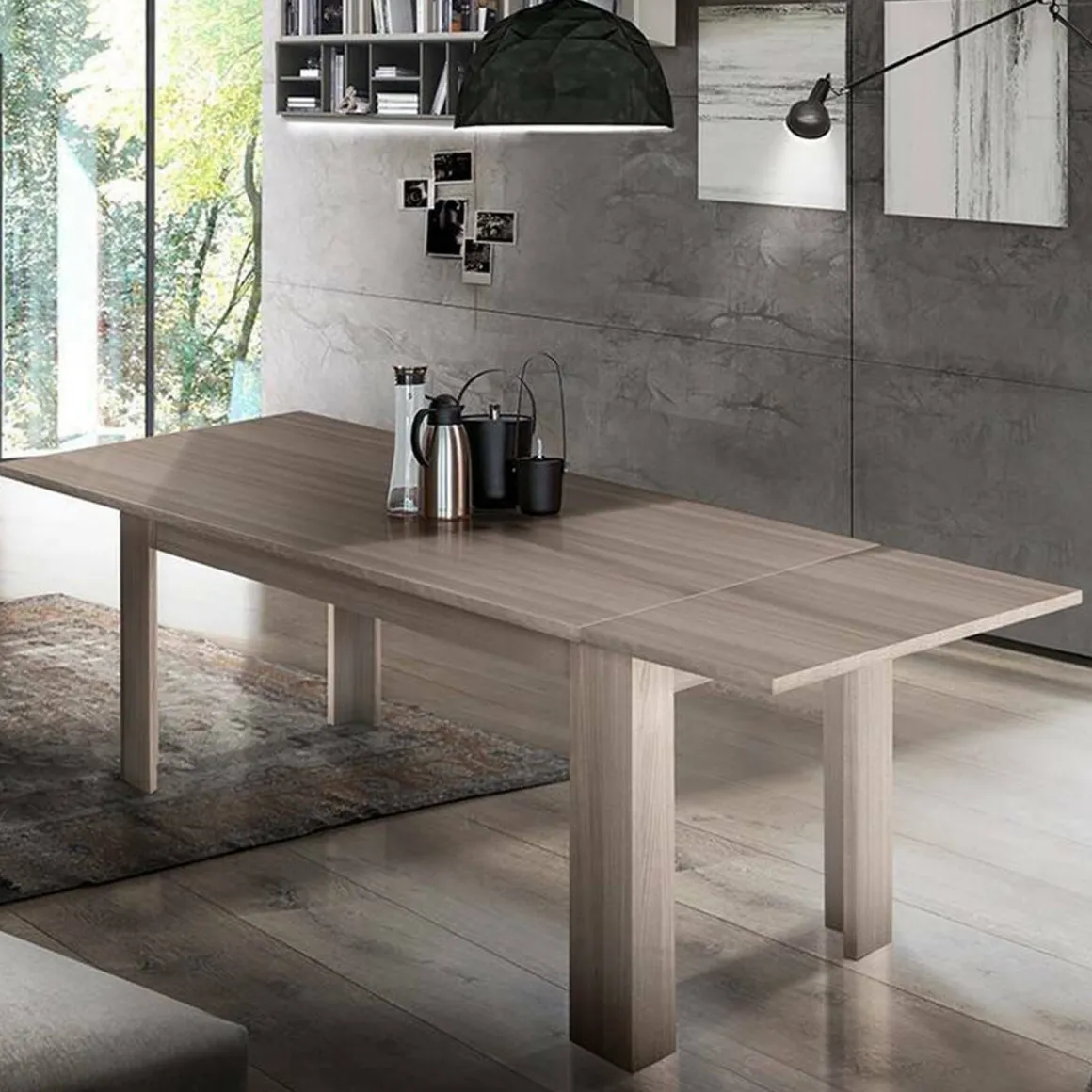 Tavoli Allungabili|Cucina > Dmora Tavolo allungabile 8-10 posti 160/220x88cm cemento - Artino Grigio Cemento
