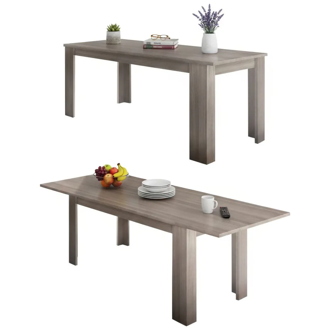Tavoli Allungabili|Cucina > Dmora Tavolo allungabile 8-10 posti 160/220x88cm cemento - Artino Grigio Cemento