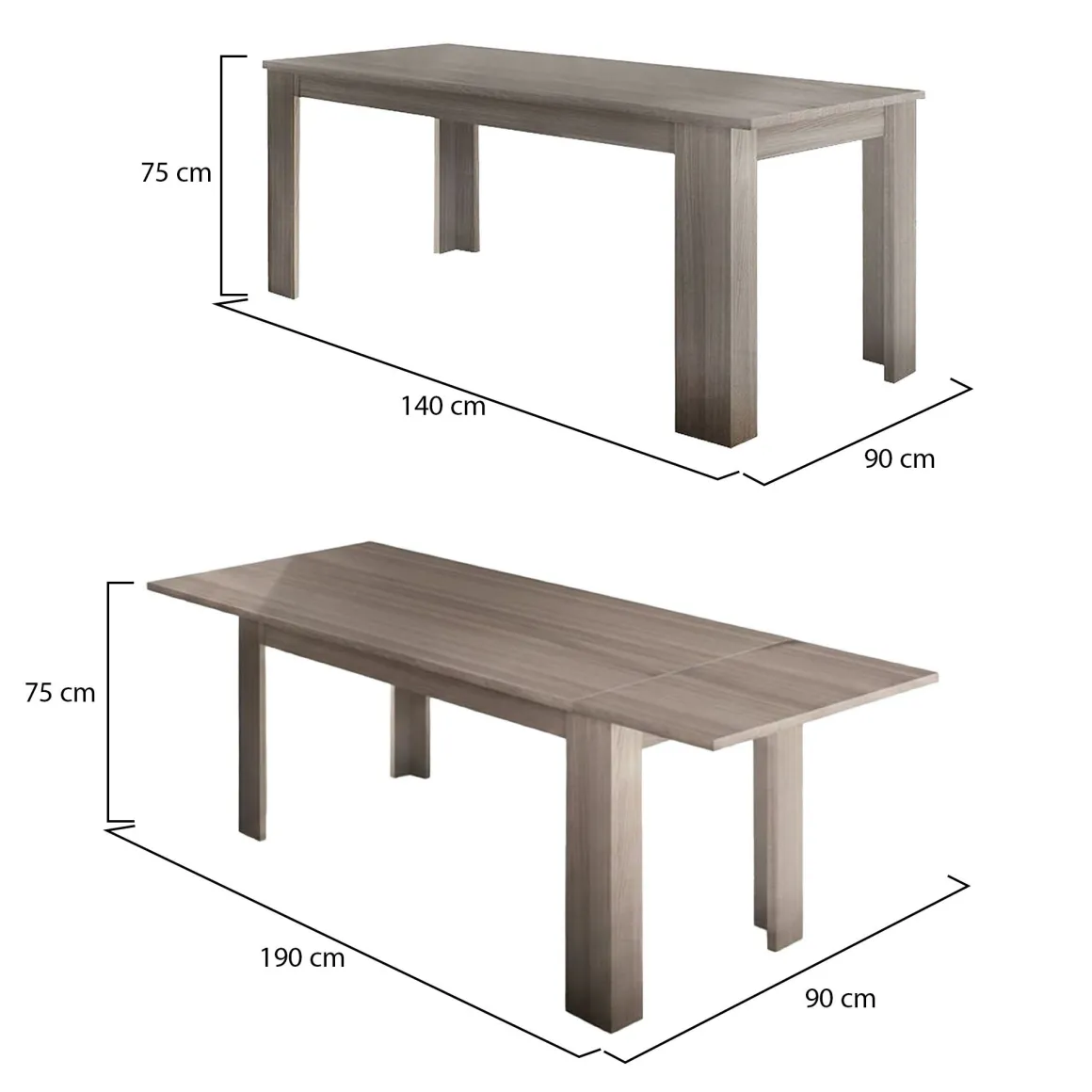 Tavoli Allungabili|Cucina > Dmora Tavolo allungabile 8-10 posti 160/220x88cm cemento - Artino Grigio Cemento