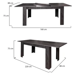 Tavolo allungabile 8-10 posti 160/220x88cm grigio - Artino
