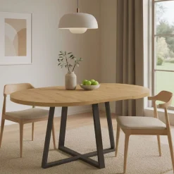 Tavolo allungabile rotondo salvaspazio 6-8 posti 110/158x110cm legno - Andia