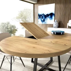 Tavolo allungabile rotondo salvaspazio 6-8 posti 110/158x110cm legno - Andia