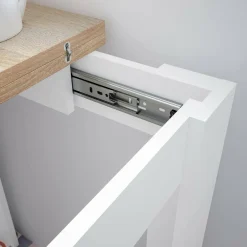 Tavoli Allungabili|Cucina > Dmora Tavolo allungabile salvaspazio 4-6 posti 67x67/135cm bianco e rovere - Aratro Marrone, Bianco Rovere