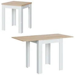 Tavoli Allungabili|Cucina > Dmora Tavolo allungabile salvaspazio 4-6 posti 67x67/135cm bianco e rovere - Aratro Marrone, Bianco Rovere