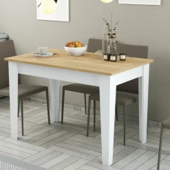 Tavoli Fissi > Dmora Tavolo classico rettangolare 6 posti bianco e quercia 110x72cm - Eupilio Marrone, Bianco Quercia