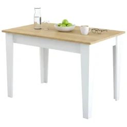 Tavoli Fissi > Dmora Tavolo classico rettangolare 6 posti bianco e quercia 110x72cm - Eupilio Marrone, Bianco Quercia