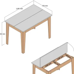 Tavoli Fissi > Dmora Tavolo classico rettangolare 6 posti bianco e quercia 110x72cm - Eupilio Marrone, Bianco Quercia