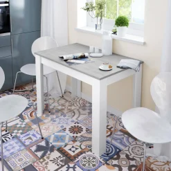 Tavolo cucina rettangolare 6 posti bianco e cemento 109x67cm - Anat