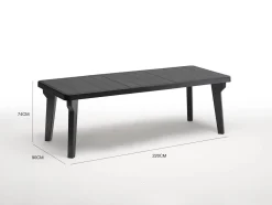 Tavoli Da Esterno > Dmora Tavolo da esterno allungabile 8-10 posti 160/230x98cm antracite - Lahat Nero Antracite