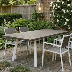 Tavoli Da Esterno > Dmora Tavolo da esterno allungabile 8-12 posti 146/292x86cm - Campana Bianco