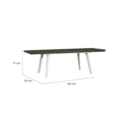Tavolo da esterno allungabile 8-10 posti 162/241x100cm bianco e grigio scuro - Penticton