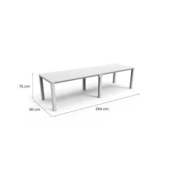 Tavolo da esterno allungabile 8-12 posti 147/294x90cm bianco - Brossard