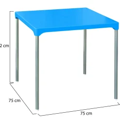 Tavoli Da Esterno > Dmora Tavolo da Esterno 4 Posti Tavolo Tavolo Fisso Quadrato 75x75x72h cm, Lunghezza Massima 75 cm Made in Italy - Brownstown Azzurro
