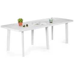 Tavoli Da Esterno > Dmora Tavolo da Esterno 10 Posti Meccanismo Estensione Allunga Centrale 216x90x72h cm, Allungabile Made in Italy - Crossley Bianco