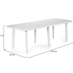 Tavoli Da Esterno > Dmora Tavolo da Esterno 10 Posti Meccanismo Estensione Allunga Centrale 216x90x72h cm, Allungabile Made in Italy - Crossley Bianco