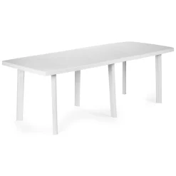 Tavoli Da Esterno > Dmora Tavolo da Esterno 10 Posti Meccanismo Estensione Allunga Centrale 216x90x72h cm, Allungabile Made in Italy - Crossley Bianco