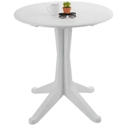 Tavolo da Esterno Bianco 2 Posti Tavolo Tavolo Fisso Rotondo 70x70x72h cm, Lunghezza Massima 70 cm Made in Italy - Trimble