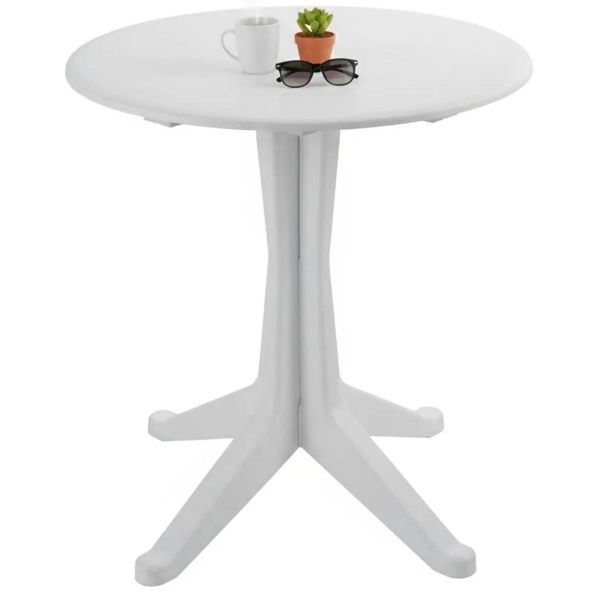 Tavolo da Esterno Bianco 2 Posti Tavolo Tavolo Fisso Rotondo 70x70x72h cm, Lunghezza Massima 70 cm Made in Italy - Trimble