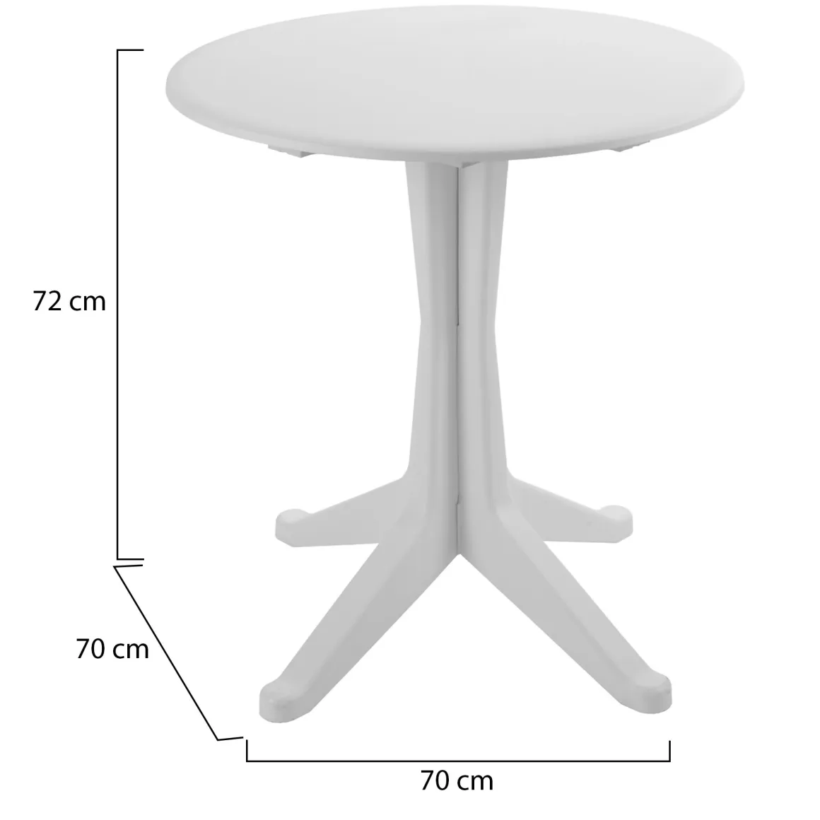 Tavolo da Esterno Bianco 2 Posti Tavolo Tavolo Fisso Rotondo 70x70x72h cm, Lunghezza Massima 70 cm Made in Italy - Trimble