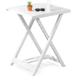 Tavolo da Esterno Bianco 2 Posti Tavolo Tavolo da Esterno Fisso 60x47x65h cm, Lunghezza Massima 50 cm Made in Italy - Ohatchee