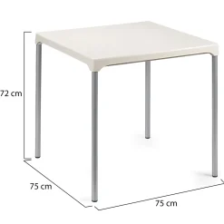 Tavolo da Esterno Bianco 4 Posti Tavolo Tavolo Fisso Quadrato 75x75x72h cm, Lunghezza Massima 75 cm Made in Italy - Brownstown