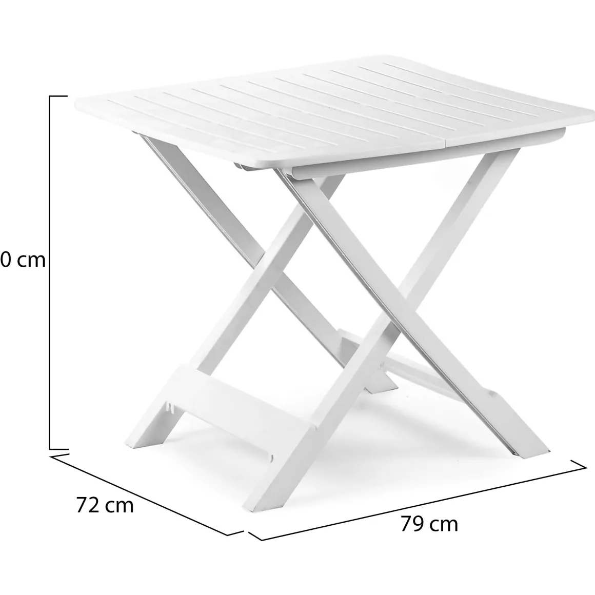 Tavolo da Esterno Bianco 4 Posti Tavolo Tavolo Pieghevole Rettangolare 79x72x70h cm, Lunghezza Massima 79 cm Made in Italy - Ruthton