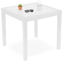 Tavolo da Esterno Bianco 4 Posti Tavolo Tavolo da Esterno Fisso 78x78x73h cm, Lunghezza Massima 78 cm Made in Italy - Frostproof