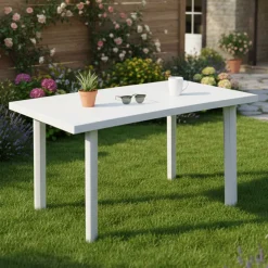 Tavoli Da Esterno > Dmora Tavolo da Esterno 6 Posti Tavolo Tavolo Fisso Ovale 137x88x72h cm, Lunghezza Massima 137 cm Made in Italy - Roxton Bianco