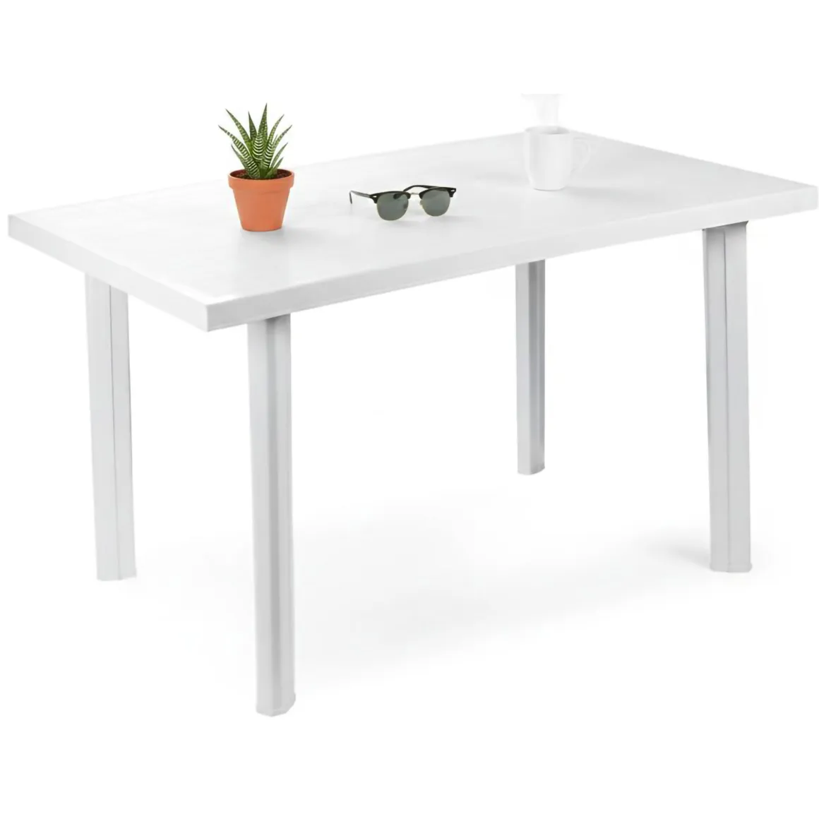 Tavolo da Esterno Bianco 6 Posti Finitura Effetto Liscio 126x76x72h cm, Lunghezza Massima 126 cm Made in Italy - Ozello