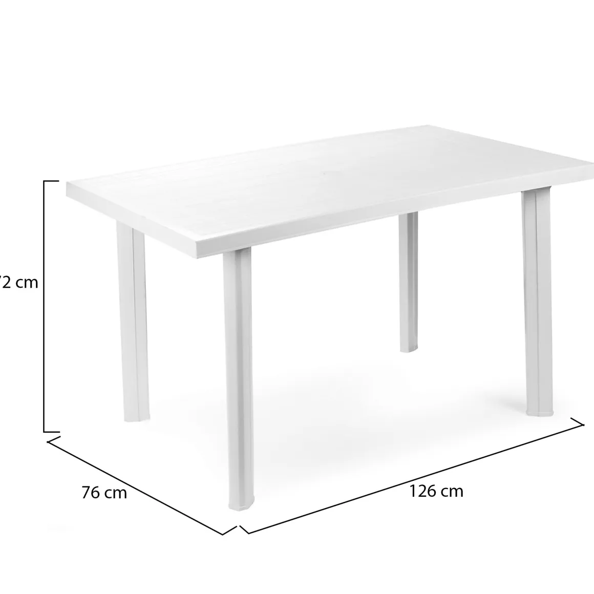 Tavolo da Esterno Bianco 6 Posti Finitura Effetto Liscio 126x76x72h cm, Lunghezza Massima 126 cm Made in Italy - Ozello