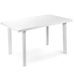 Tavolo da Esterno Bianco 6 Posti Finitura Effetto Liscio 126x76x72h cm, Lunghezza Massima 126 cm Made in Italy - Ozello