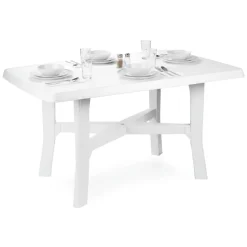 Tavoli Da Esterno > Dmora Tavolo da Esterno 6 Posti Tavolo Tavolo Fisso Rettangolare 180x100x72h cm, Lunghezza Massima 180 cm Made in Italy - Rasura Bianco