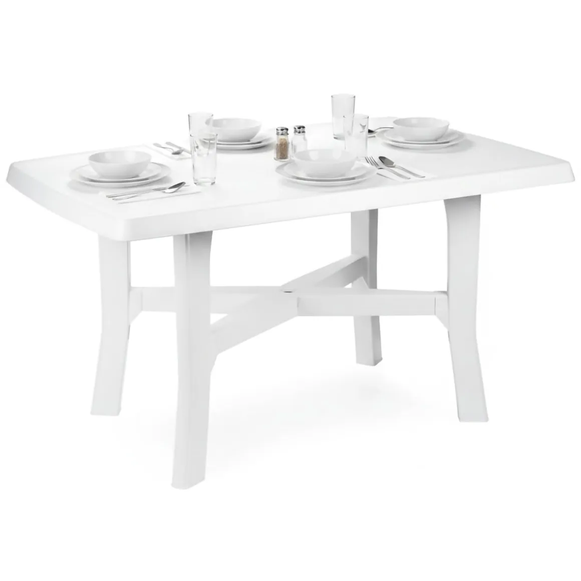 Tavolo da Esterno Bianco 6 Posti Tavolo Tavolo Fisso Rettangolare 138x88x72h cm, Lunghezza Massima 138 cm Made in Italy - Raspberry