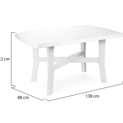 Tavolo da Esterno Bianco 6 Posti Tavolo Tavolo Fisso Rettangolare 138x88x72h cm, Lunghezza Massima 138 cm Made in Italy - Raspberry