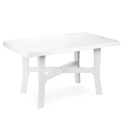 Tavolo da Esterno Bianco 6 Posti Tavolo Tavolo Fisso Rettangolare 138x88x72h cm, Lunghezza Massima 138 cm Made in Italy - Raspberry
