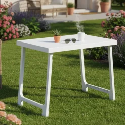 Tavoli Da Esterno > Dmora Tavolo da Esterno 6 Posti Tavolo Tavolo da Esterno Fisso 137x85x72h cm, Lunghezza Massima 137 cm Made in Italy - Greggs Bianco