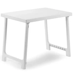 Tavolo da Esterno Bianco 6 Posti Tavolo Tavolo Fisso Rettangolare 81x56x63h cm, Lunghezza Massima 81 cm Made in Italy - Beechwood