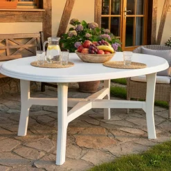 Tavoli Da Esterno > Dmora Tavolo da Esterno 6 Posti Tavolo Tavolo da Esterno Rettangolare 101x68x72h cm, Lunghezza Massima 101 cm Made in Italy - Pinedale Bianco