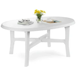 Tavoli Da Esterno > Dmora Tavolo da Esterno 6 Posti Tavolo Tavolo da Esterno Rettangolare 101x68x72h cm, Lunghezza Massima 101 cm Made in Italy - Pinedale Bianco