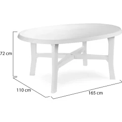 Tavolo da Esterno Bianco 6 Posti Tavolo Tavolo da Esterno Fisso 165x110x72h cm, Lunghezza Massima 165 cm Made in Italy - Simmsville
