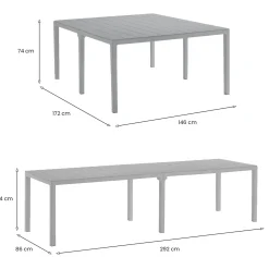Tavoli Da Esterno > Dmora Tavolo da esterno Campana, 292x86 h74 cm, Grigio