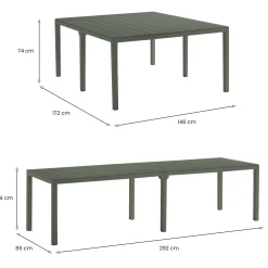 Tavolo da esterno Campana, 292x86 h74 cm, Verde