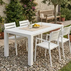 Tavoli Da Esterno > Dmora Tavolo da esterno Langsa, 98x75 h90 cm, Bianco