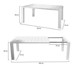 Tavoli Da Esterno > Dmora Tavolo da esterno Langsa, 98x75 h90 cm, Bianco